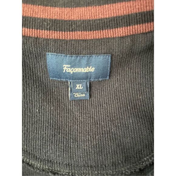 Falconnable Navy Blue Quarter Zip Cotton Pullover Sweater XL - Picture 3 of 5